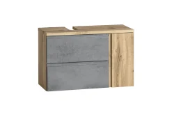 Badezimmerset Varese | Waschtisch und Spiegelschrank mit Beleuchtung | Wotan Eiche Beton Design