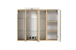 Badezimmerset Varese | Waschtisch und Spiegelschrank mit Beleuchtung | Wotan Eiche Beton Design