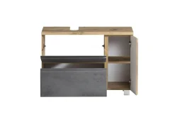 Badezimmerset Varese | Waschtisch und Spiegelschrank mit Beleuchtung | Wotan Eiche Beton Design
