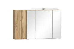 Badezimmerset Varese | Waschtisch und Spiegelschrank mit Beleuchtung | Wotan Eiche weißes Design