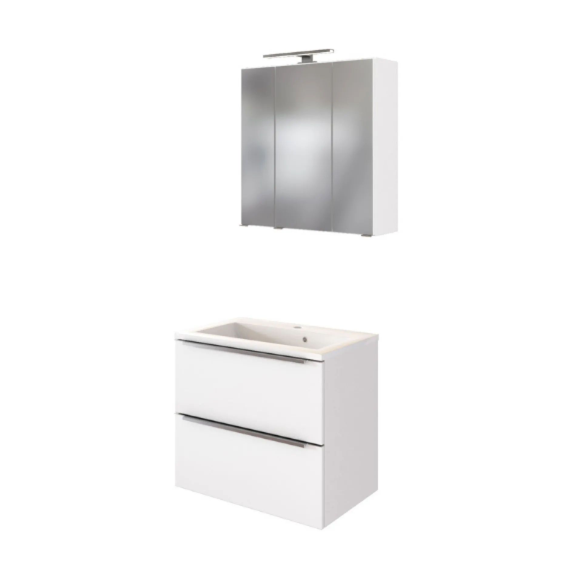 Badkombination Hansen 1 Waschtischunterschrank und Spiegelschrank 60cm - weiß