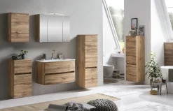 Badkombination Kornel 3 mit weißem Waschbecken - Eiche