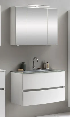 Badkombination Kornel 2 2-teilig mit grauem Waschbecken - weiß