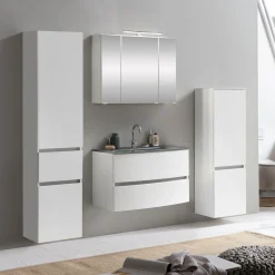 Badkombination Kornel 10 4-teilig mit grauem Waschbecken - weiß