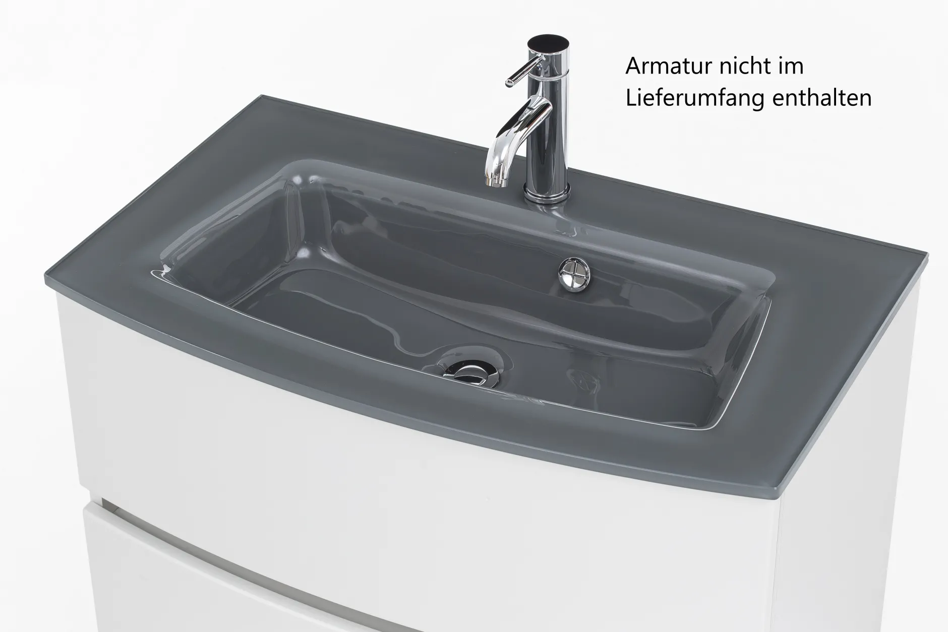 Badkombination Kornel 12 5-teilig mit grauem Waschbecken - weiß