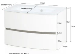 Badkombination Kornel 13 5-teilig mit weißem Waschbecken - Graphitgrau/Eiche