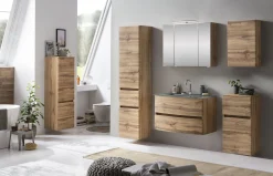 Badkombination Kornel 14 5-teilig mit grauem Waschbecken - Eiche