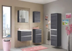 Badkombination Lotuk 1 Waschtisch und Spiegelschrank 60cm - grau