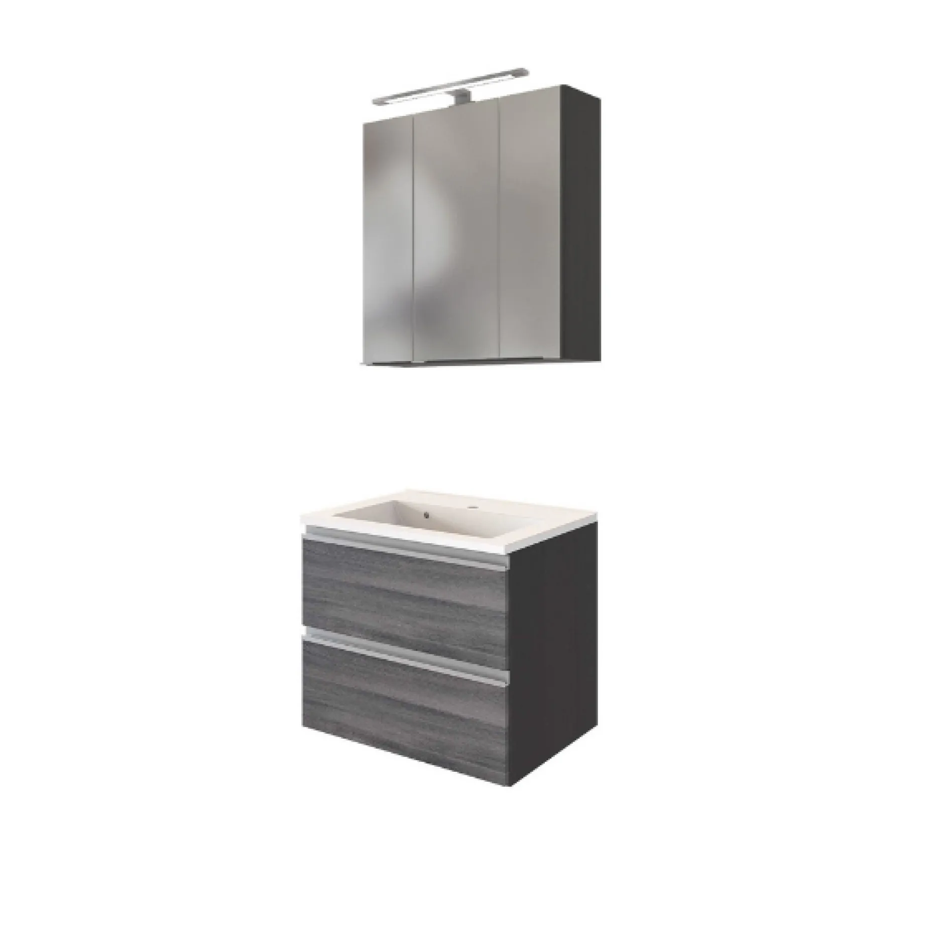Badkombination Lotuk 1 Waschtisch und Spiegelschrank 60cm - grau