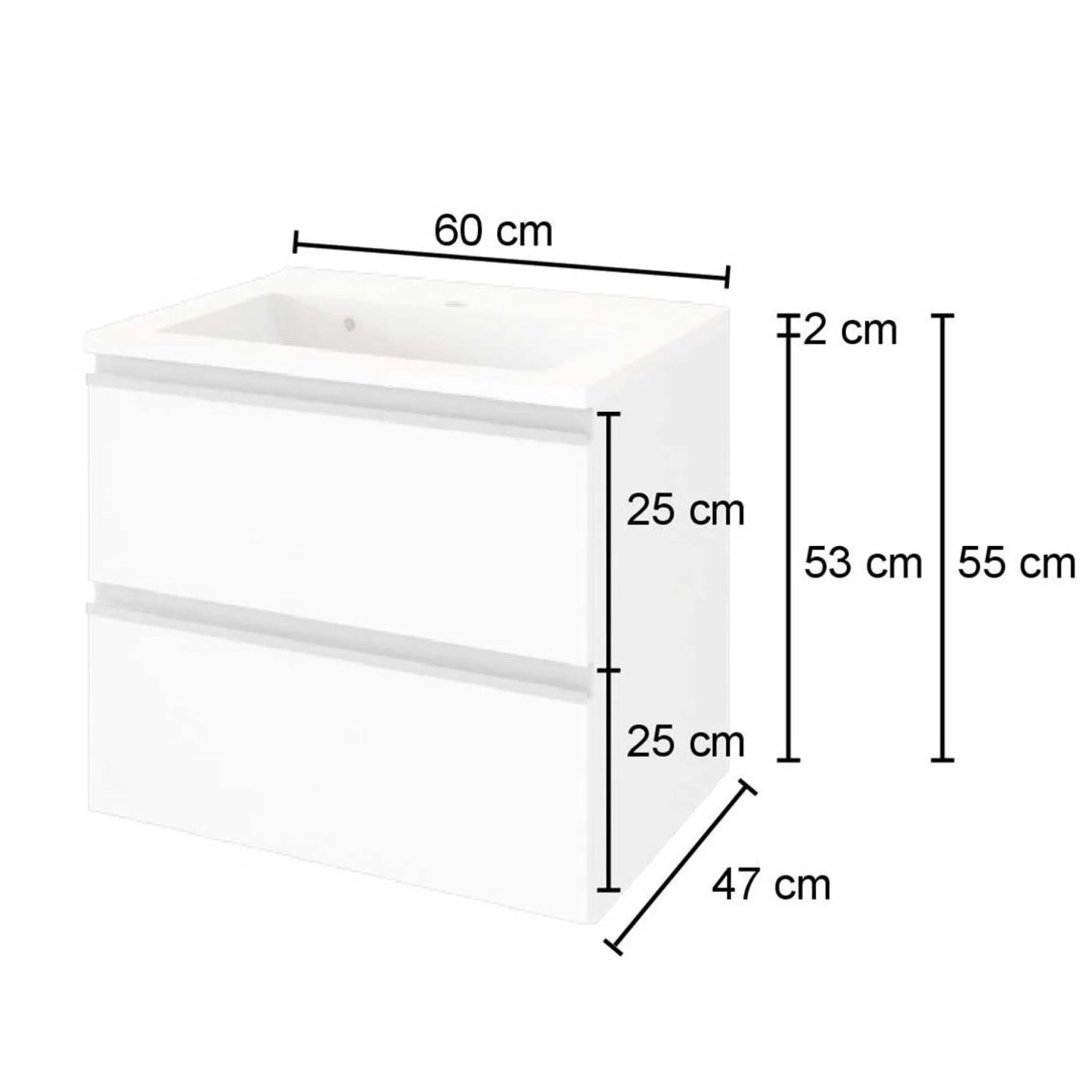 Badkombination Lotuk 1 Waschtisch und Spiegelschrank 60cm - grau