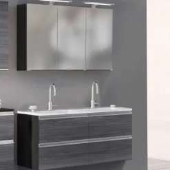 Badkombination Lotuk 4 Waschtisch und Spiegelschrank 120cm - grau