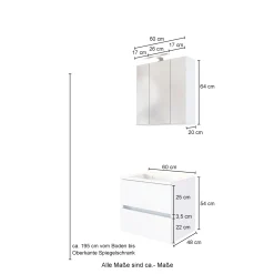 Badkombination Luna 2-teilig 60cm - graphit/quecksilber