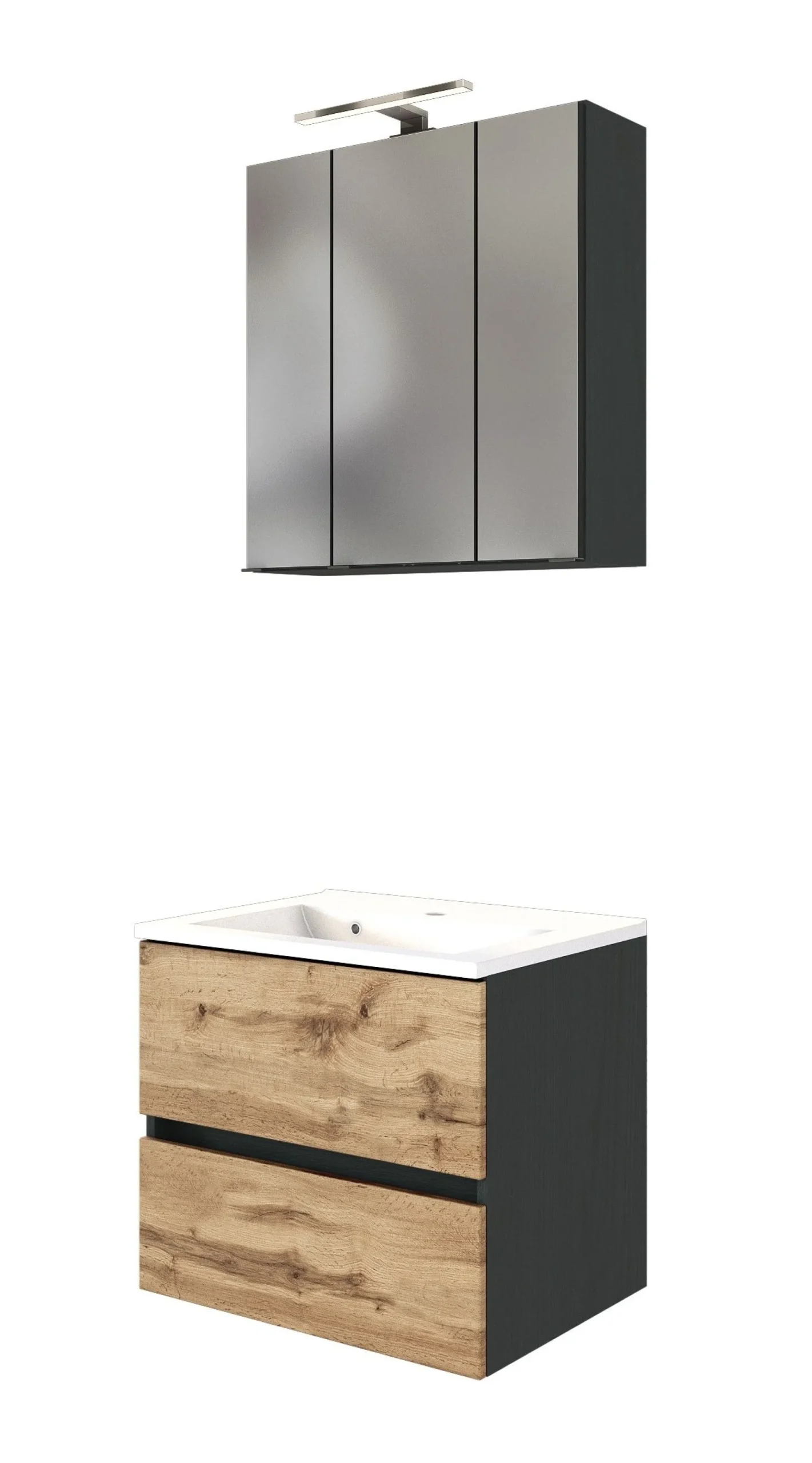Badkombination Luna 2-teilig 60cm - graphit/quecksilber