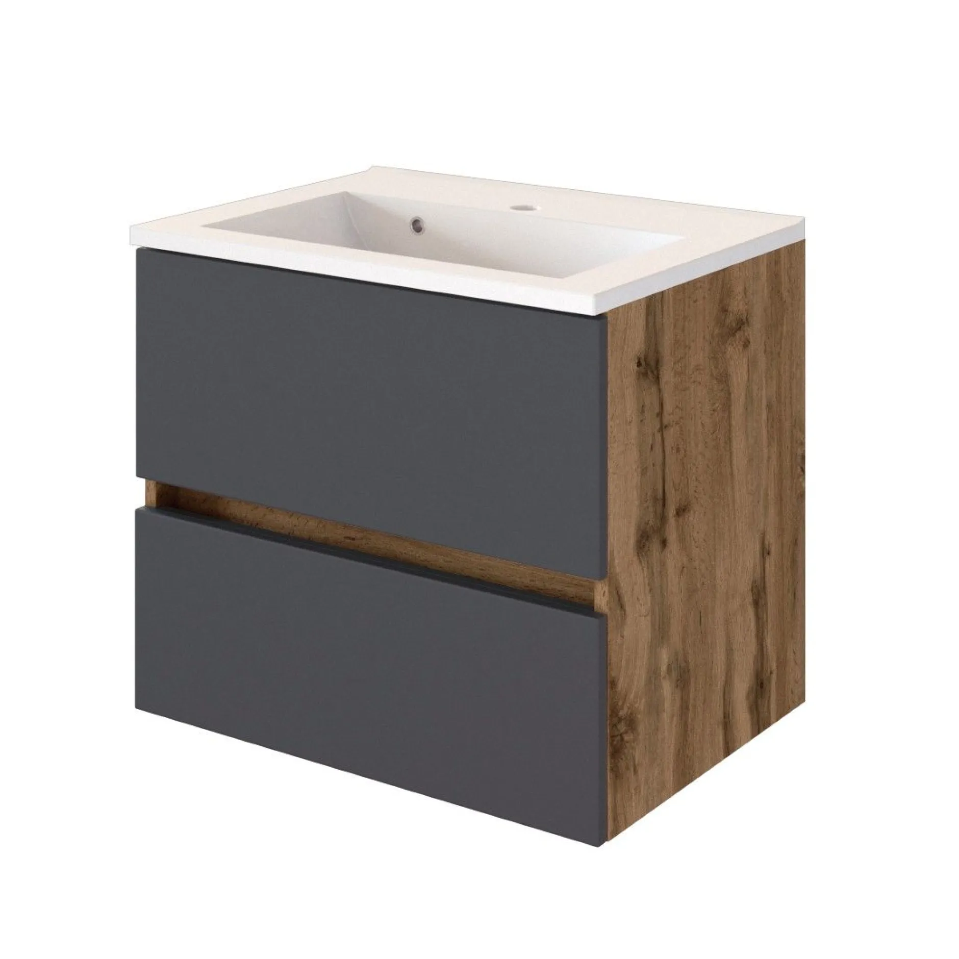 Badkombination Luna 2-teilig 60cm - Eiche/grau