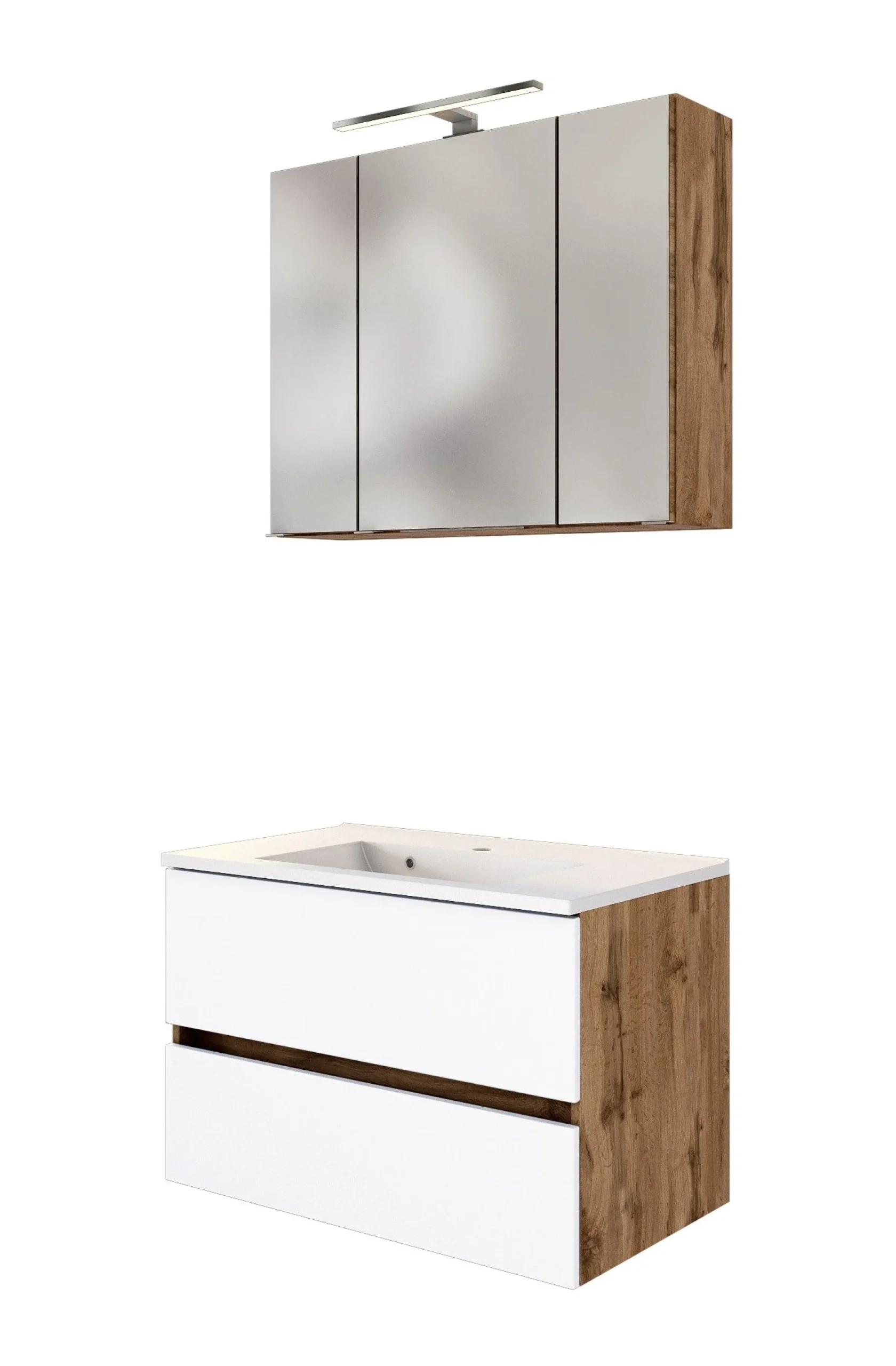 Badkombination Luna 2-teilig 80cm - Eiche/Weiß