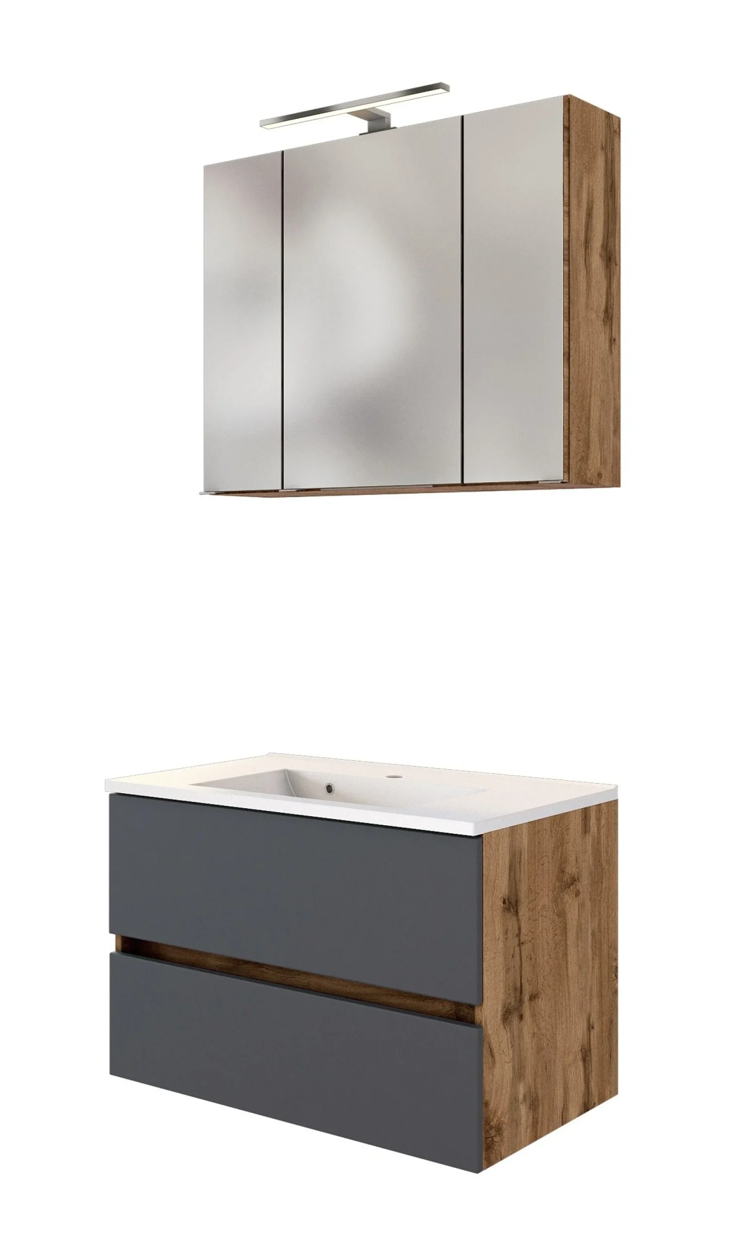 Badkombination Luna 2-teilig 80cm - Eiche/grau
