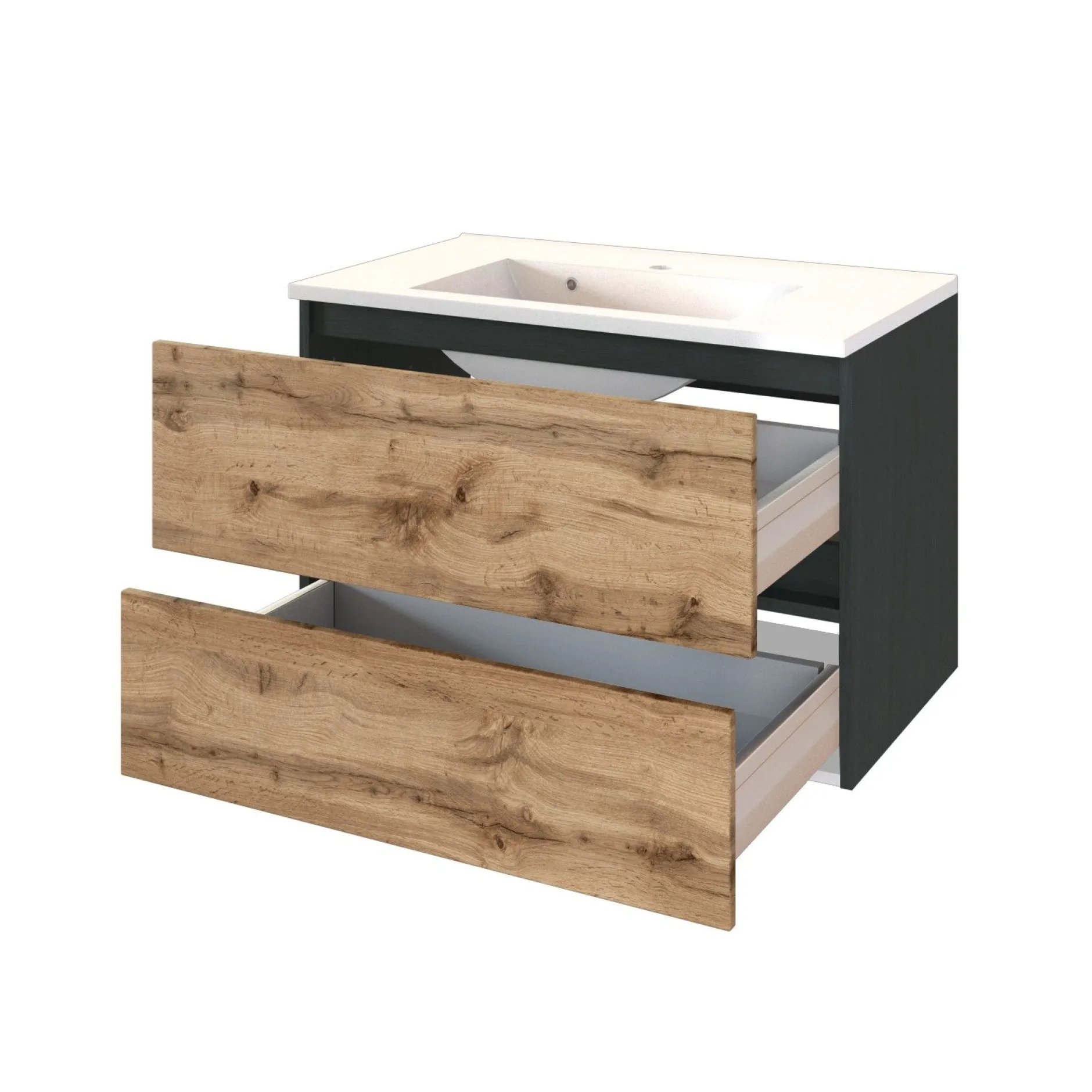 Badkombination Luna 2-teilig 80cm - graphit/quecksilber