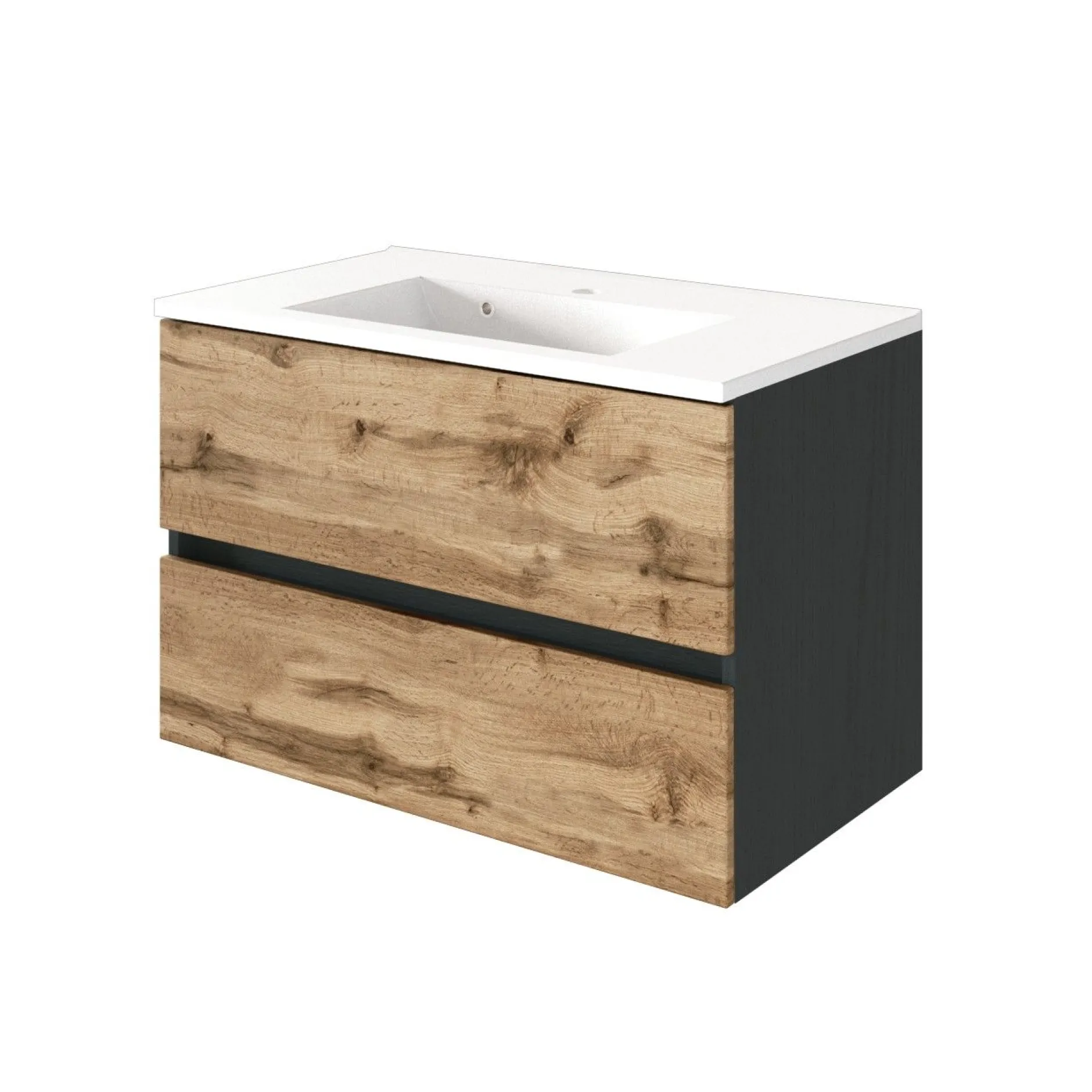 Badkombination Luna 2-teilig 80cm - graphit/quecksilber