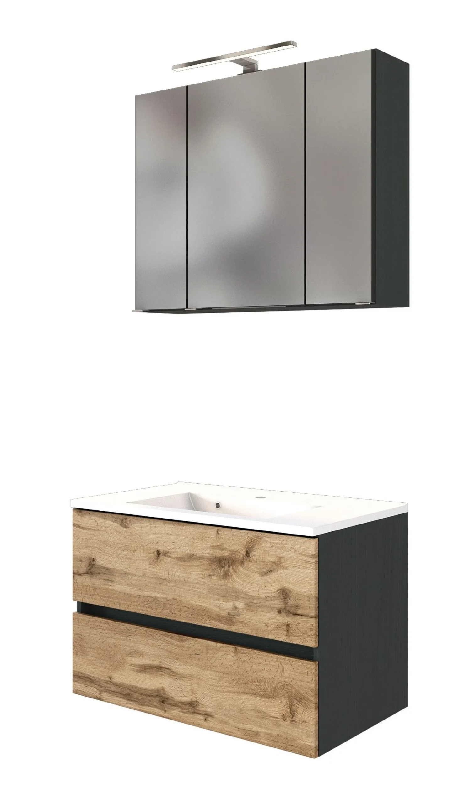 Badkombination Luna 2-teilig 80cm - graphit/quecksilber