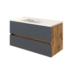Badkombination Luna 2-teilig 100cm - Eiche/grau