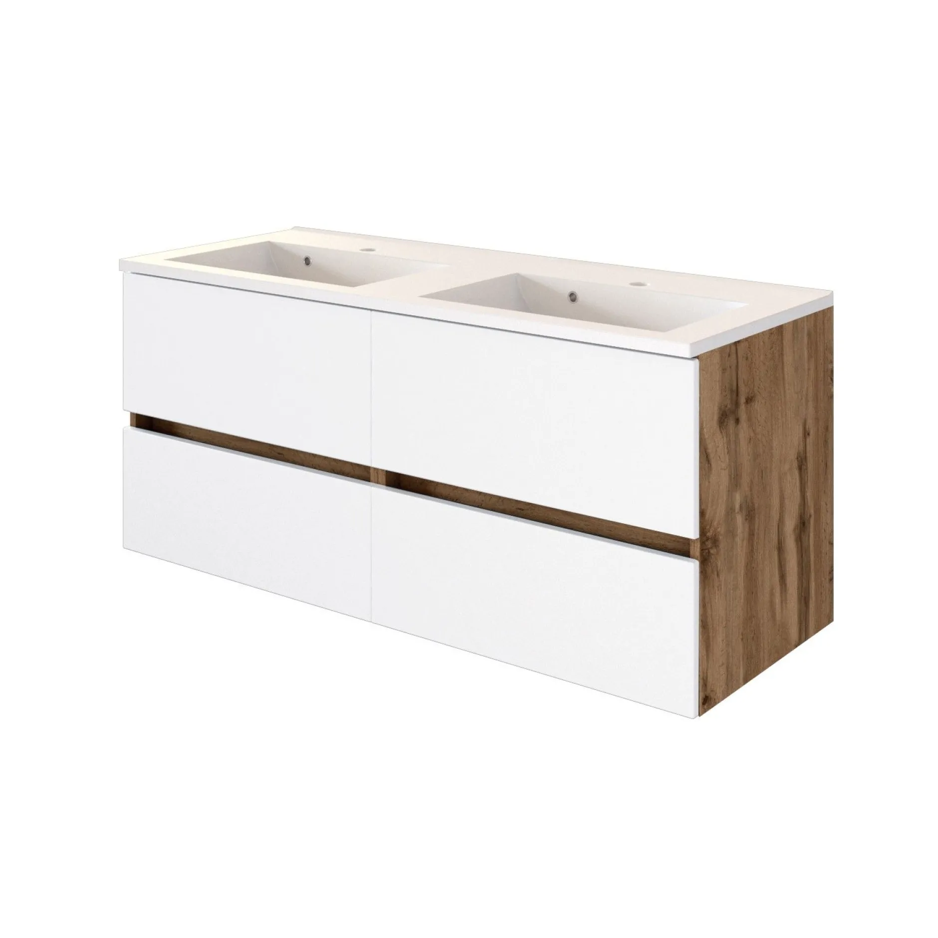 Badkombination Luna 2-teilig 120cm - Eiche/Weiß