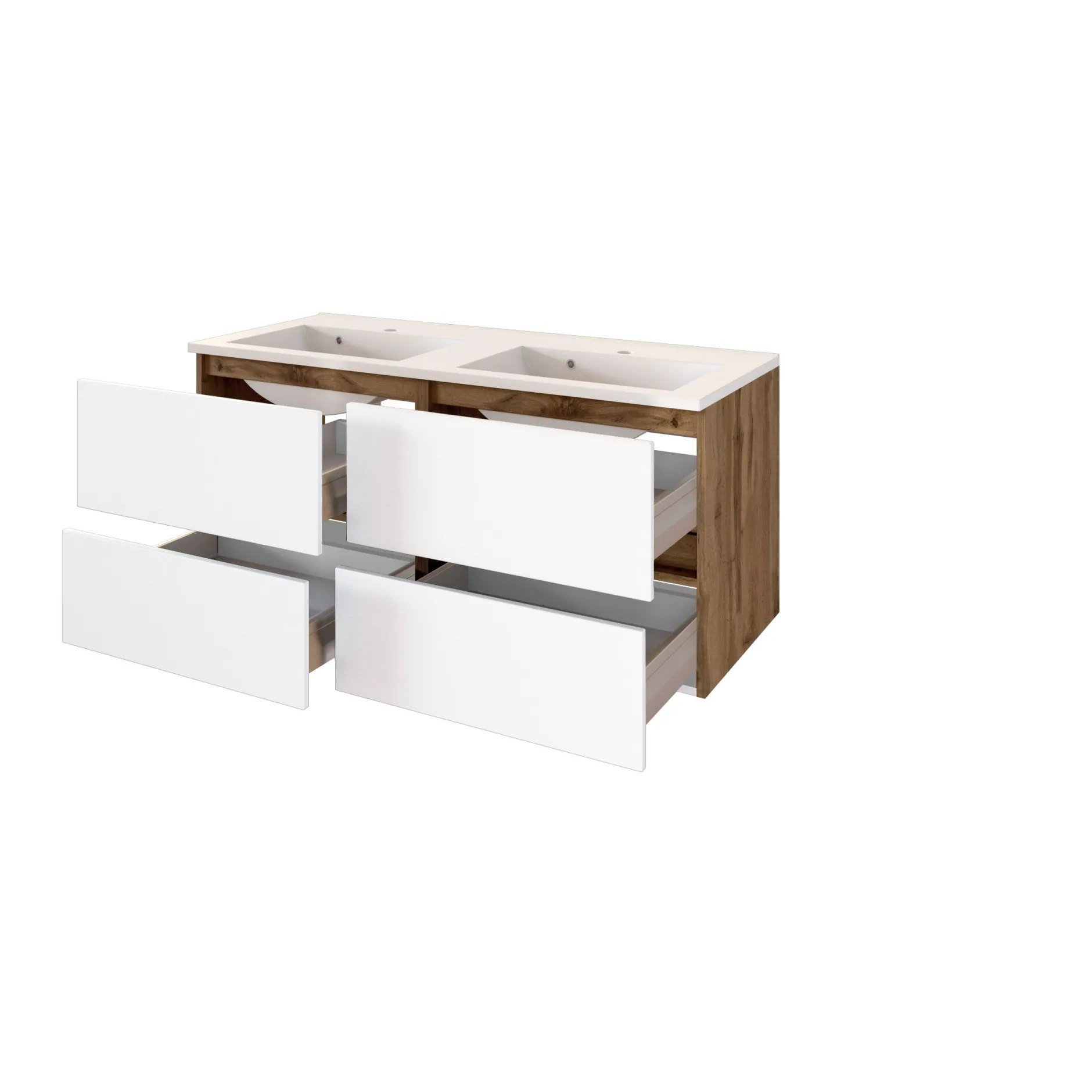 Badkombination Luna 2-teilig 120cm - Eiche/Weiß
