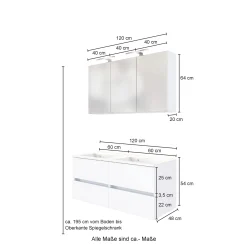 Badkombination Luna 2-teilig 120cm - Eiche/Weiß