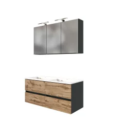 Badkombination Luna 2-teilig 120cm - graphit/quecksilber