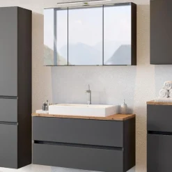 Badkombination Pisca 2 Waschtisch und Spiegelschrank - graphit