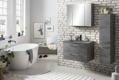 Badkombination Stivan 3-teilig mit grauem Waschbecken - Beton