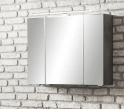 Badkombination Stivan 3-teilig mit grauem Waschbecken - Beton