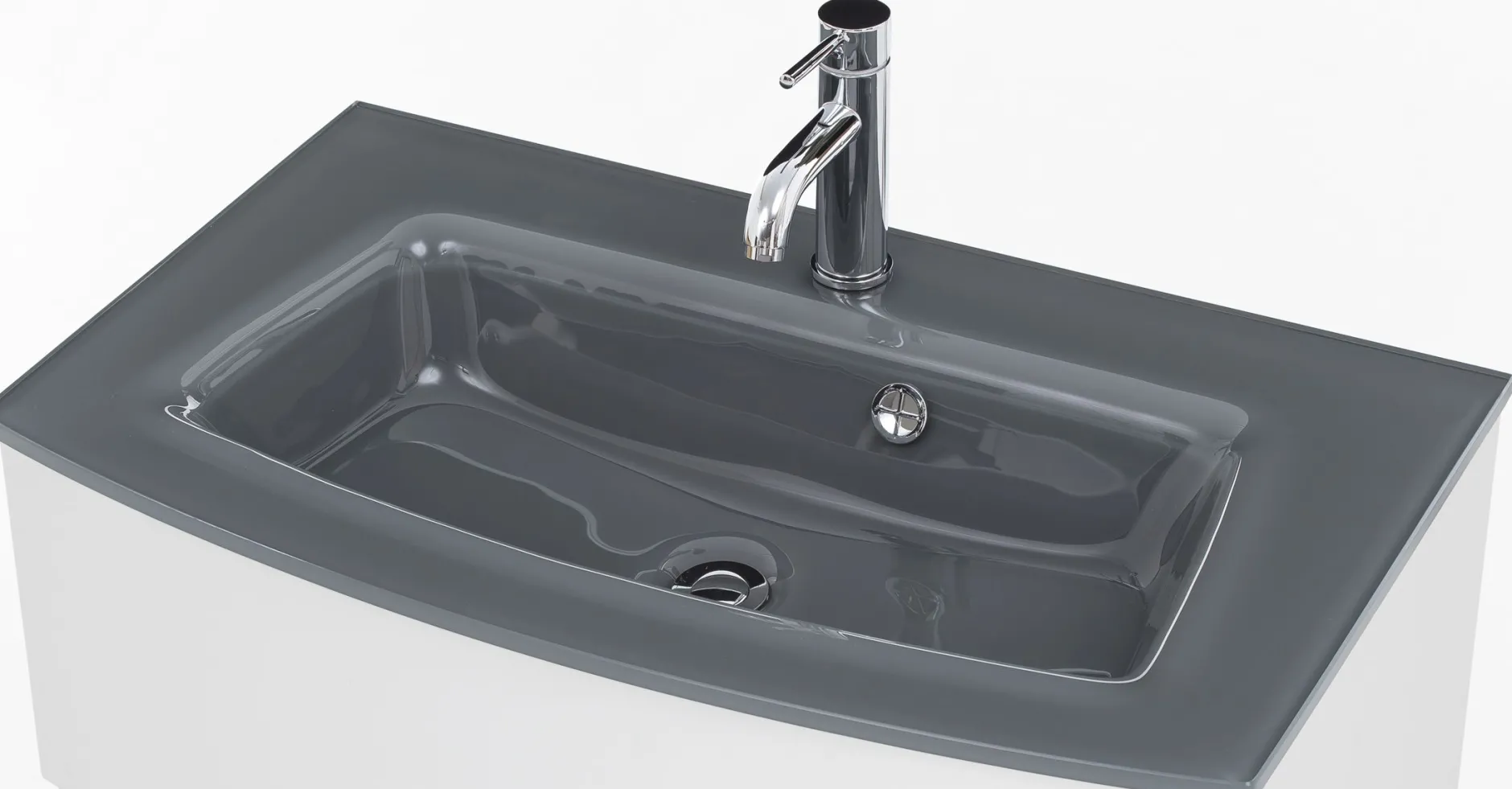 Badkombination Stivan 3-teilig mit grauem Waschbecken - weiß