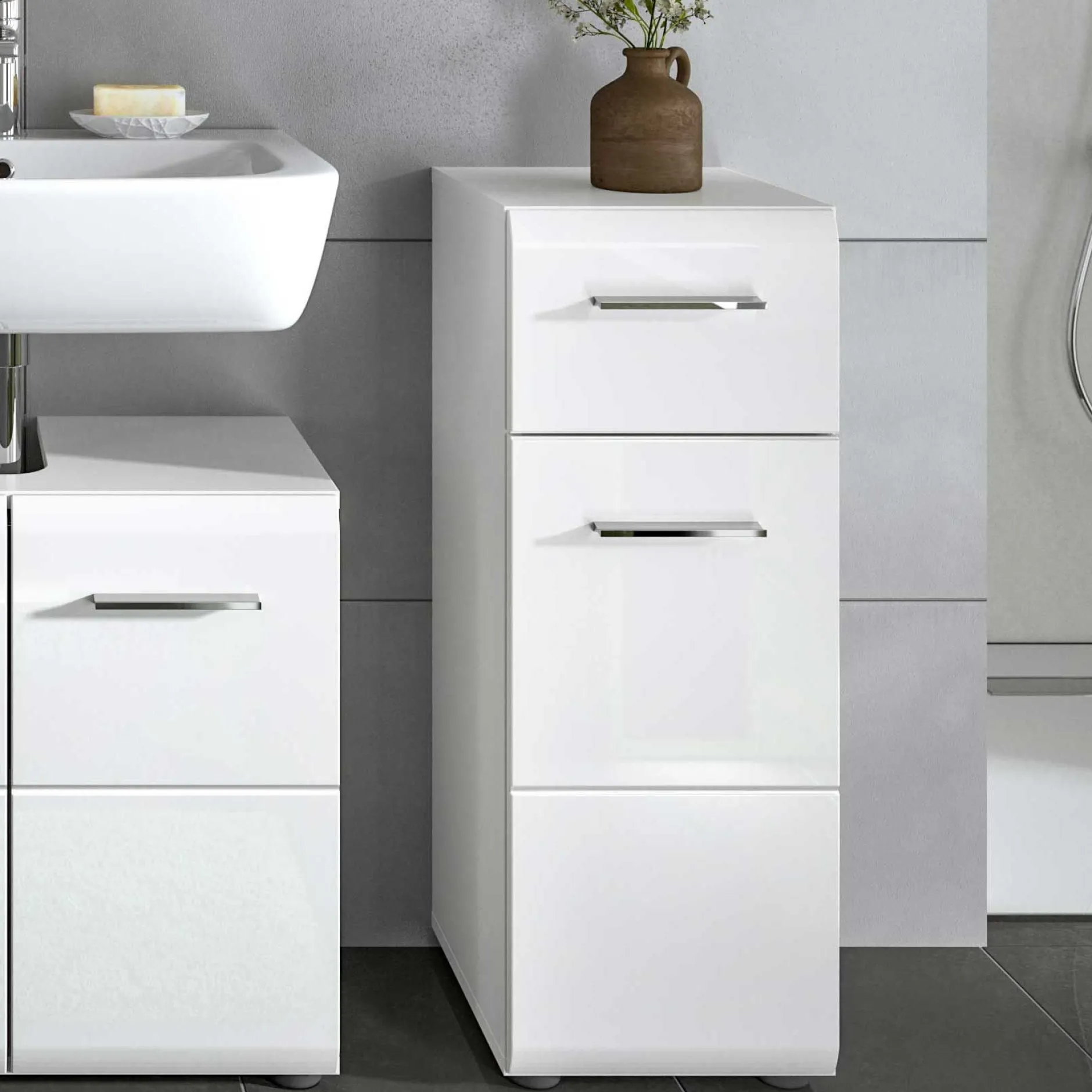 Badschrank Ice Xonox - Hochglanz Weiß - 30x80x30 cm