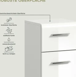 Badschrank Ice Xonox - Hochglanz Weiß - 30x80x30 cm