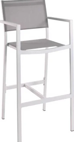Barhocker Arianne Aluminium und Textil - weiß/hellgrau