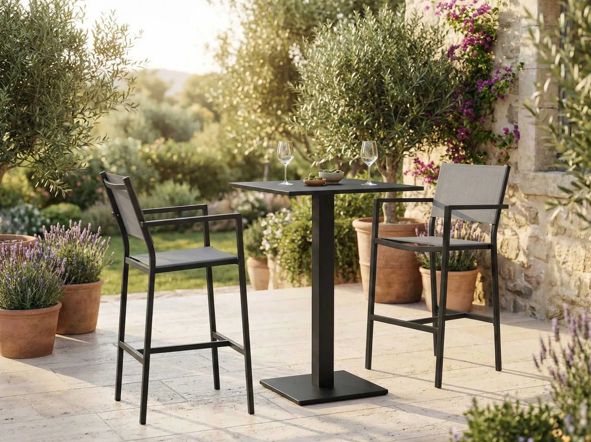 Barhocker Arianne gescova - Aluminium anthrazit & Textil silbergrau