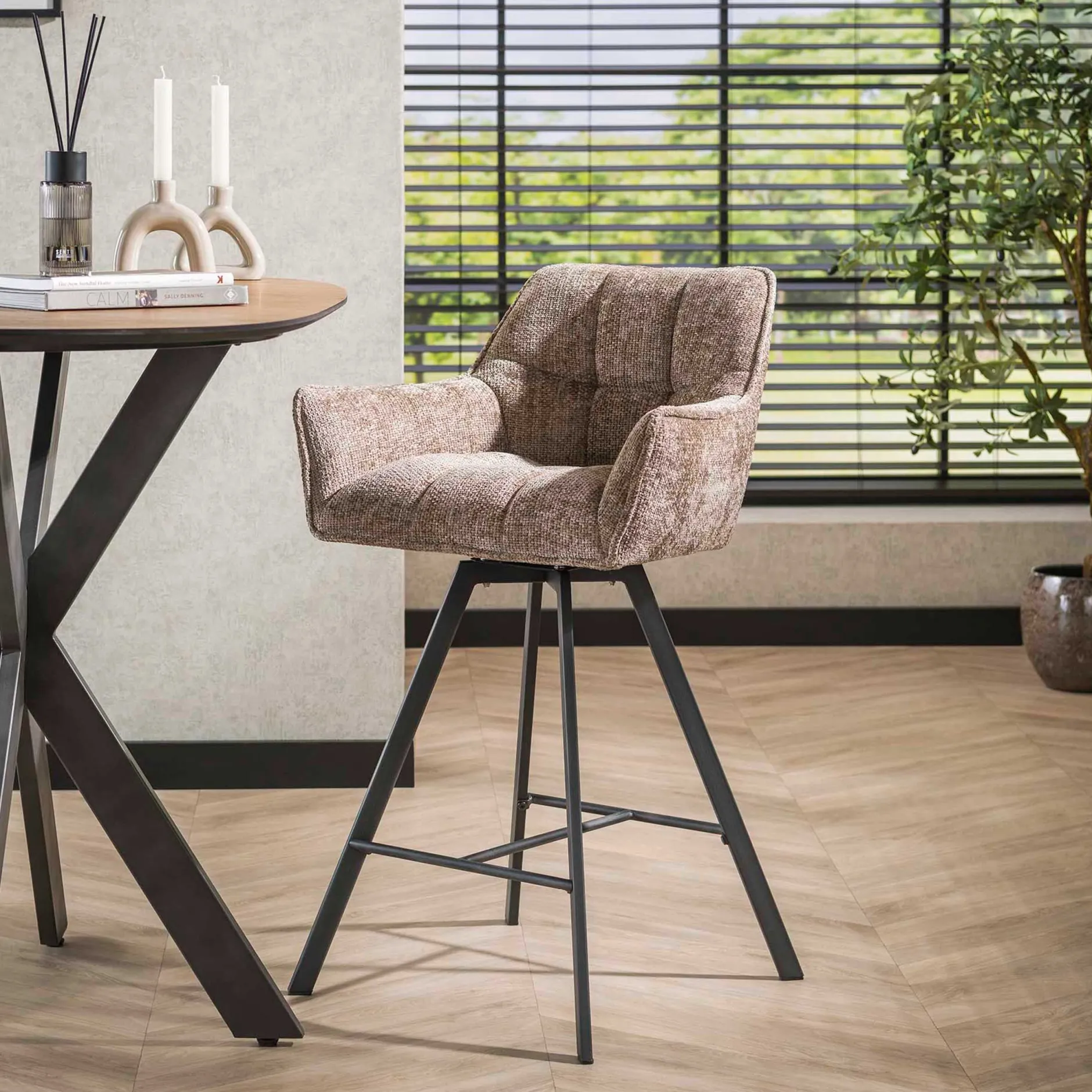 Barhocker Aster - 56x52x95cm - drehbar - champagner