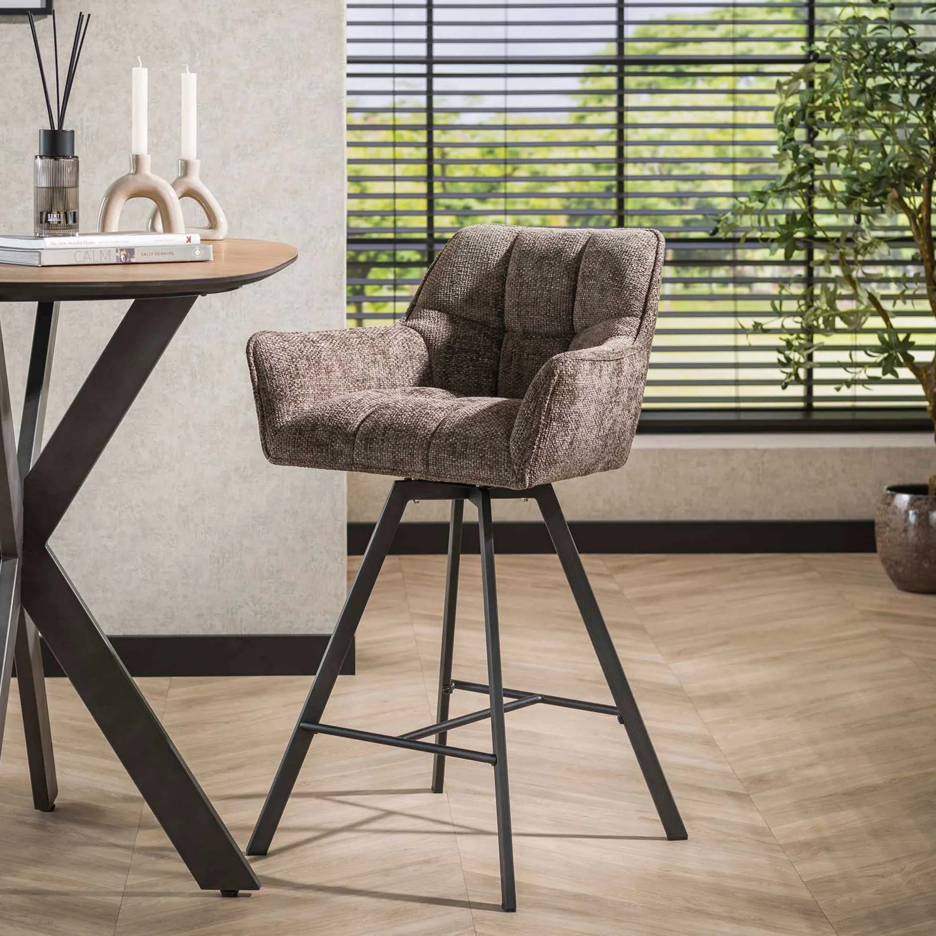 Barhocker Aster - 56x52x95cm - drehbar - taupe