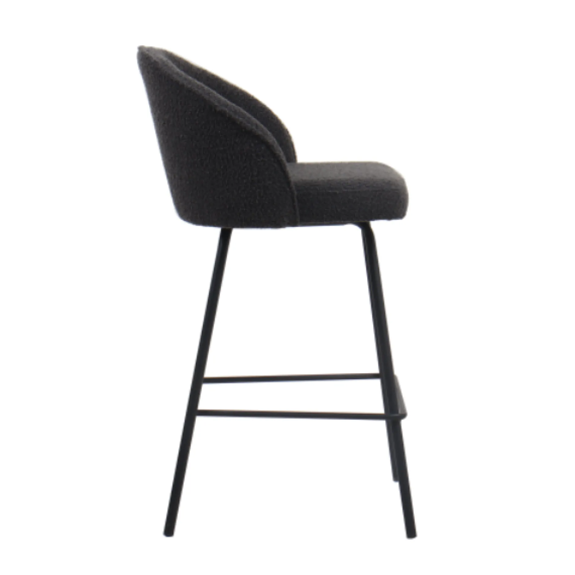 Barhocker Bouclé Grau June | Metallbeine | H87 x B52 x T51 cm