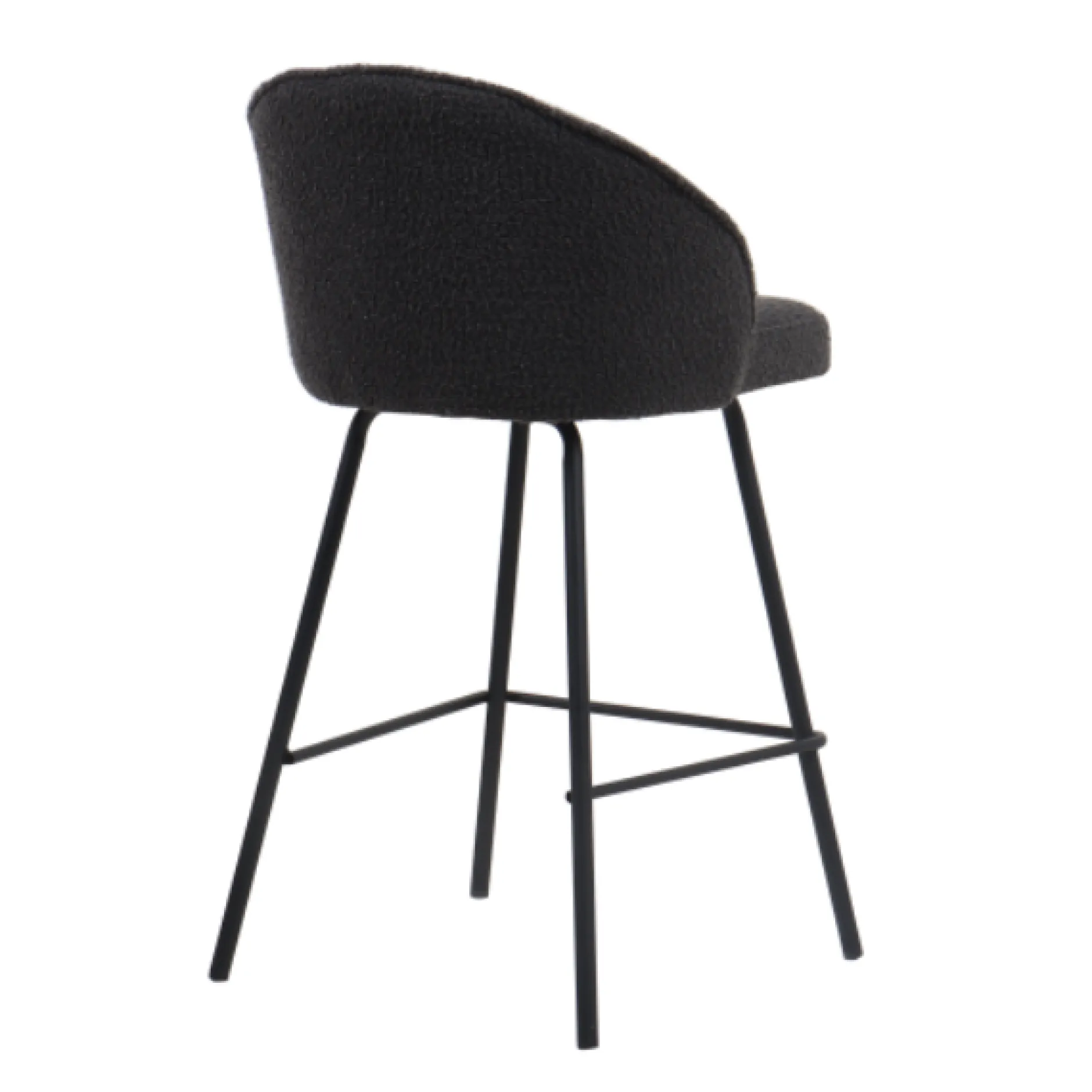 Barhocker Bouclé Grau June | Metallbeine | H87 x B52 x T51 cm