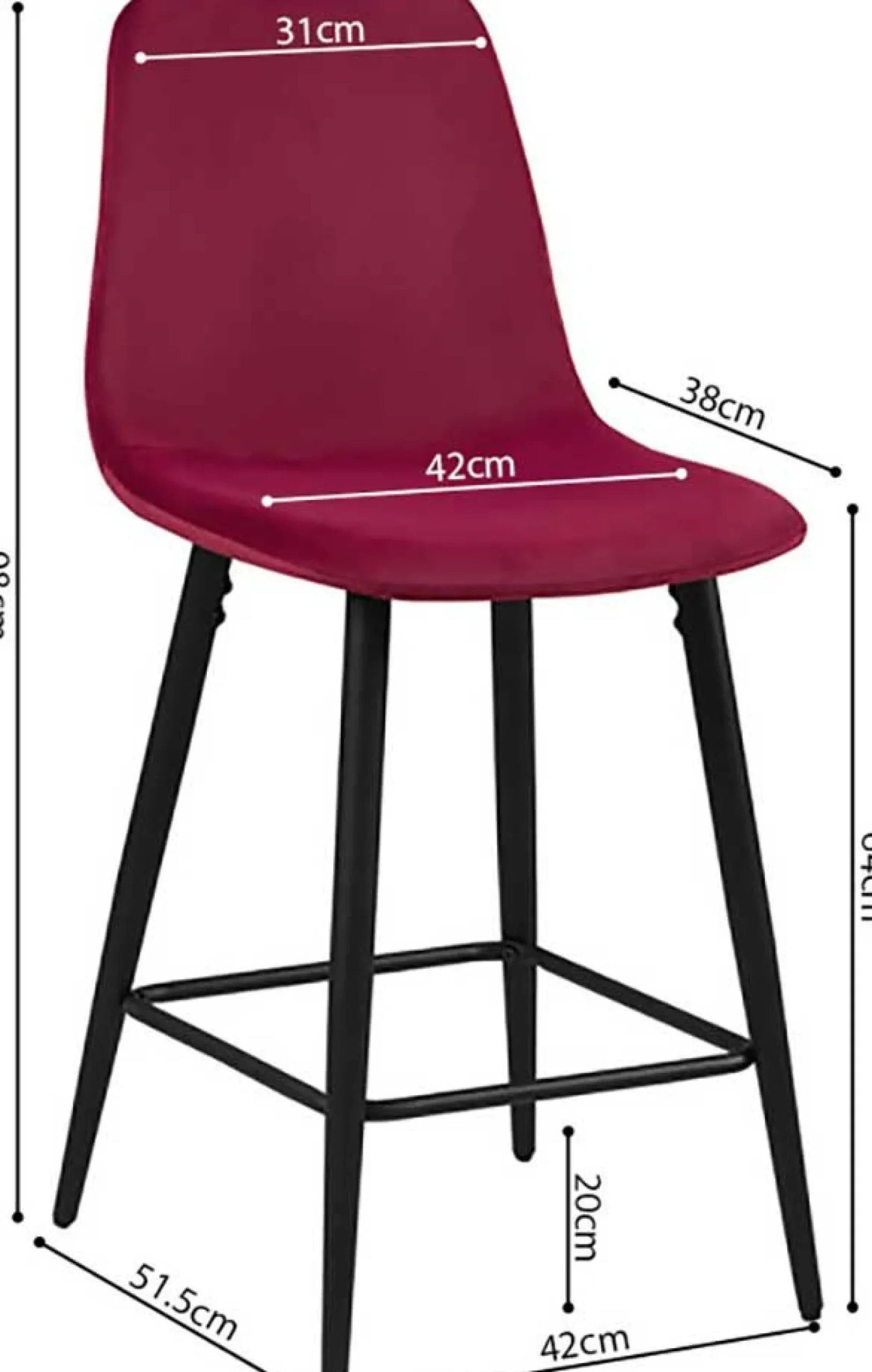 Barhocker Jani - bordeauxfarbener Samt