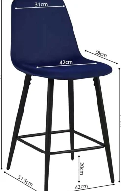 Barhocker Jani dunkelblau Velours