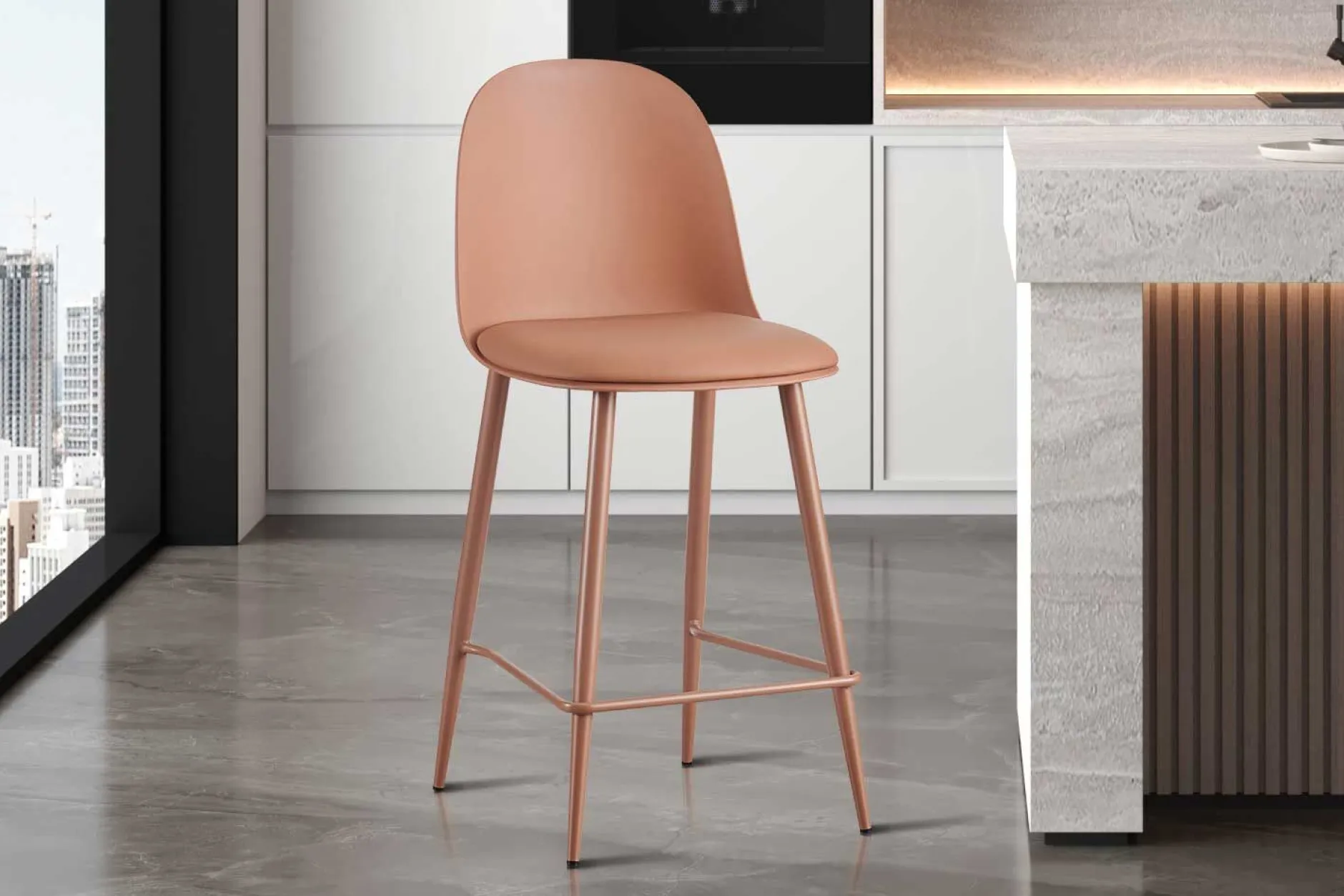 Barhocker Jasmin - 44x51x100cm - mit Kissen - terracotta