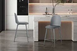 Barhocker Jasmin - 44x51x100cm - mit Kissen - grau