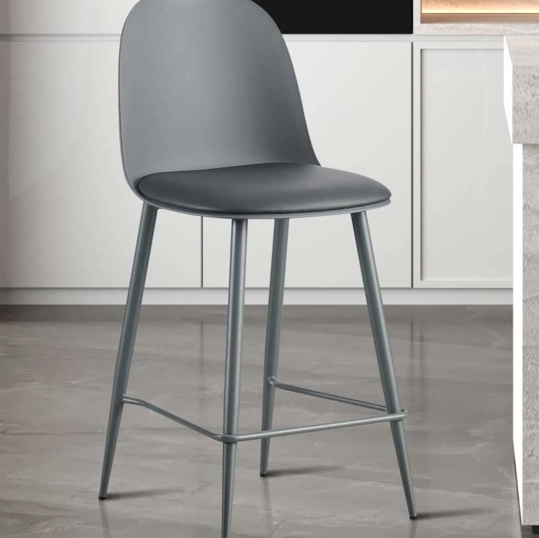 Barhocker Jasmin - 44x51x100cm - mit Kissen - grau