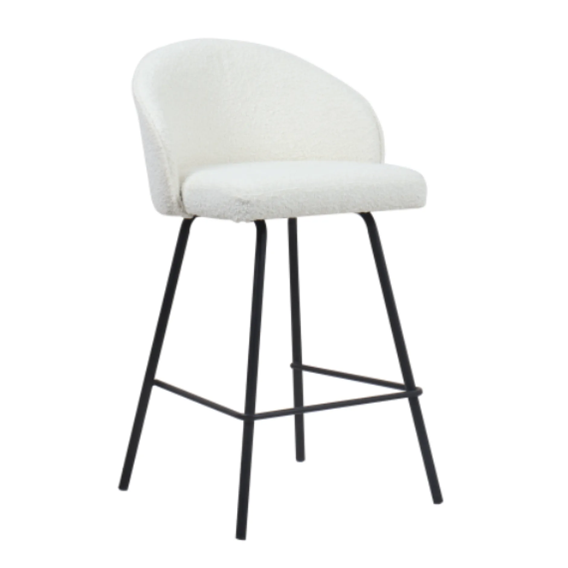 Barhocker June Bouclé Weiß | Metallbeine | H87 x B52 x T51 cm