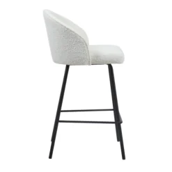 Barhocker June Bouclé Weiß | Metallbeine | H87 x B52 x T51 cm