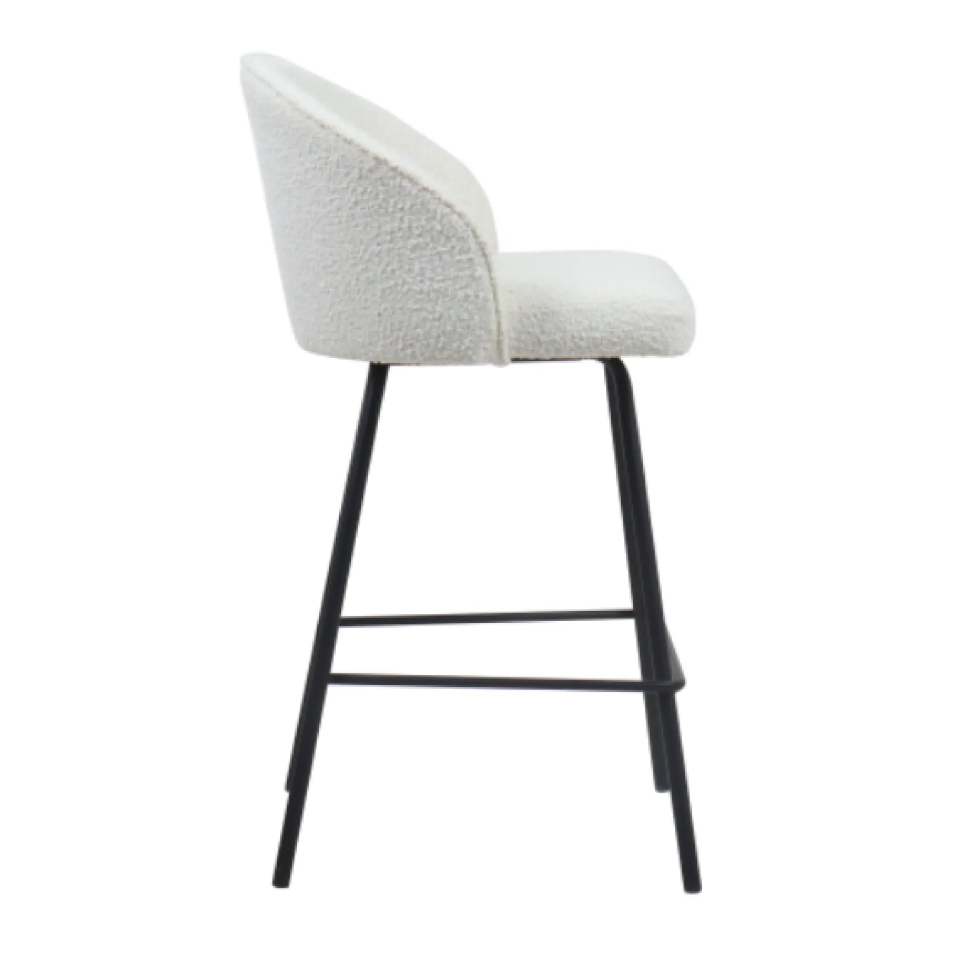 Barhocker June Bouclé Weiß | Metallbeine | H87 x B52 x T51 cm