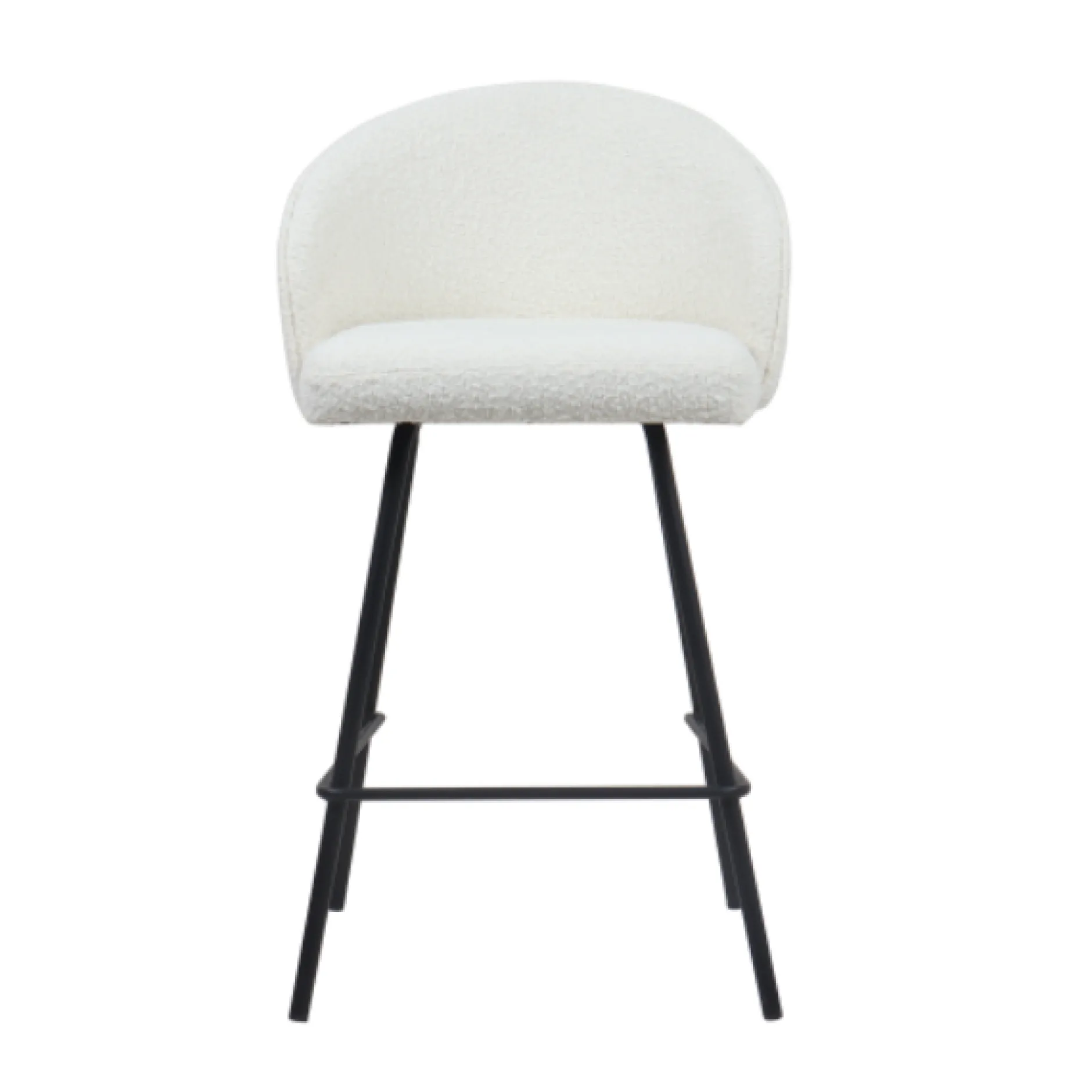 Barhocker June Bouclé Weiß | Metallbeine | H87 x B52 x T51 cm