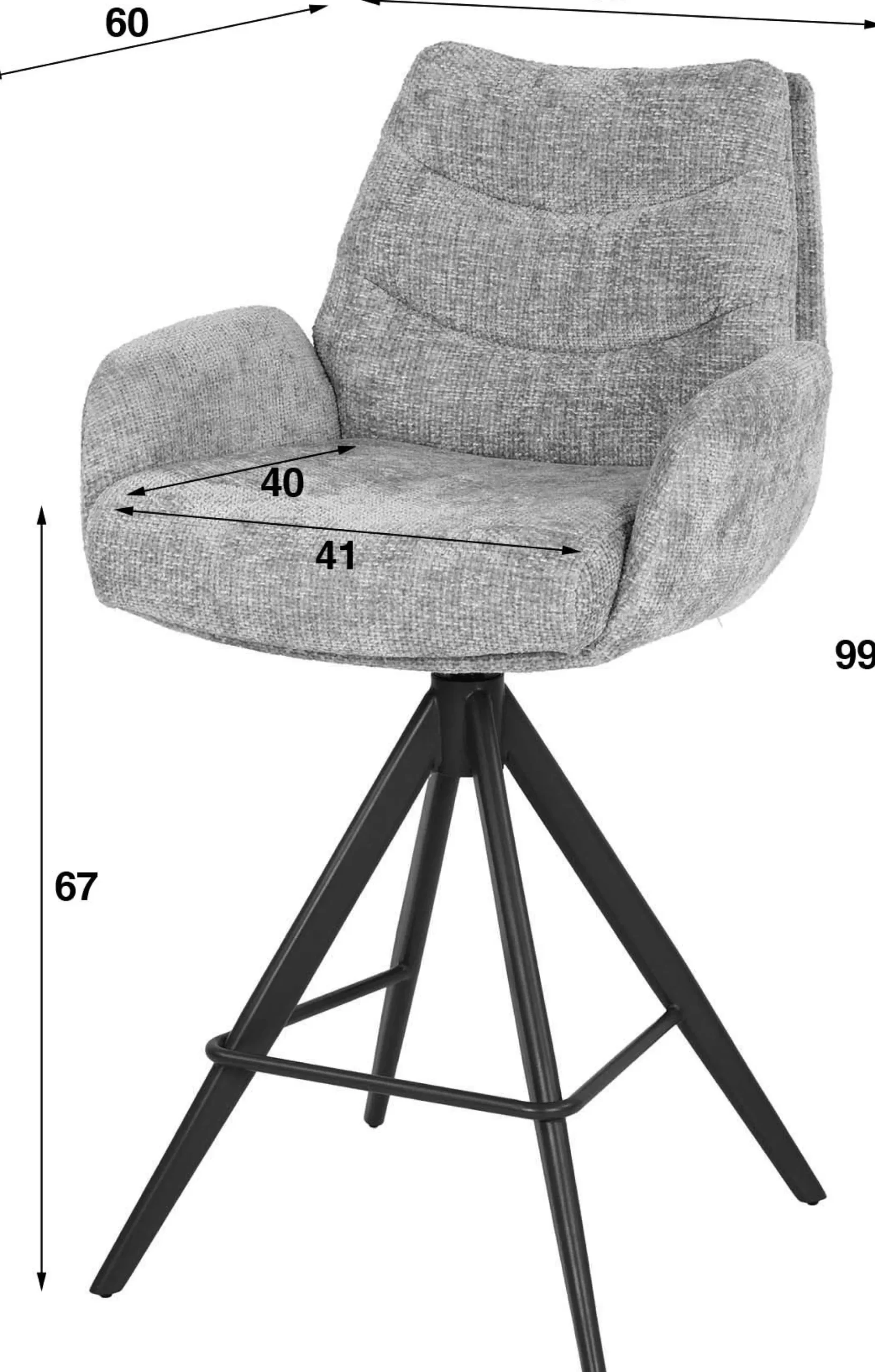 Barhocker Lungo - 56x60x99cm - drehbar - taupe